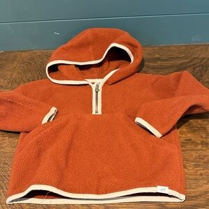 GAP Kids Rust Sherpa Half-Zip Hoodie with Cream Trim
